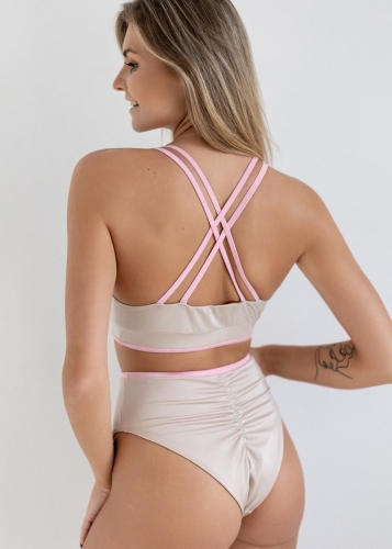 Jasnobeżowy strój do pole dance i na plażę | Komplet do pole dance | Sklep internetowy SeeMe Shop