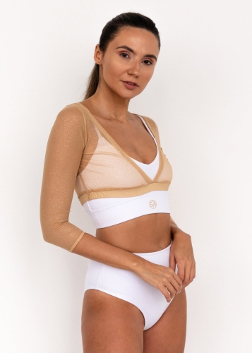 Beżowa, siateczkowa bluzka z brokatem | Bluzka pole dance | Sklep internetowy SeeMe Shop