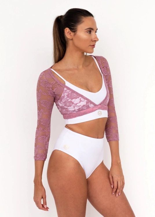 Biały strój do jogi z bluzką | Strój do pole dance | Sklep internetowy SeeMe Shop