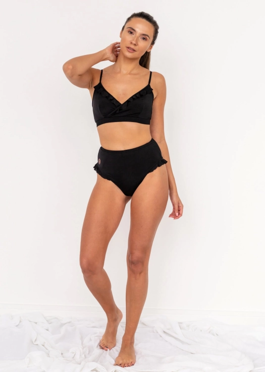 Czarny strój pole dance z falbankami | Majtki do pole dance | Sklep internetowy SeeMe Shop