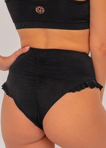 Czarny strój pole dance z falbankami | Majtki do pole dance | Sklep internetowy SeeMe Shop