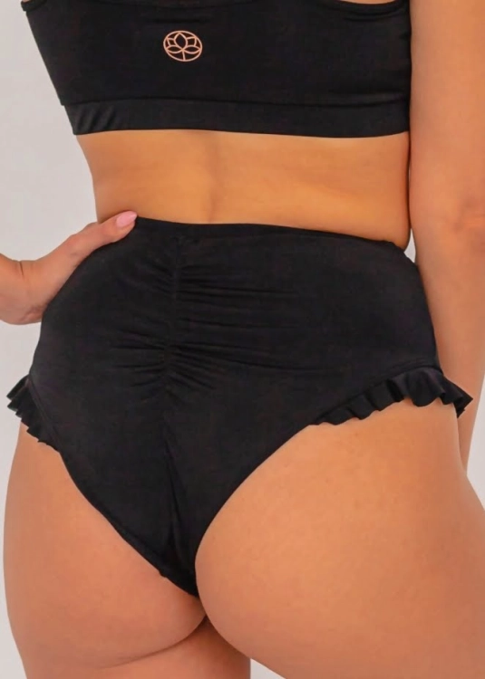 Czarny strój pole dance z falbankami | Majtki do pole dance | Sklep internetowy SeeMe Shop