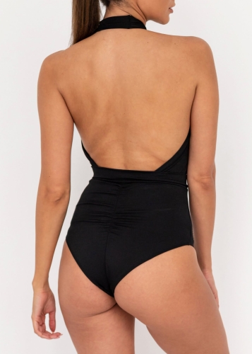 Czarne body z krzyżowaniem pod szyją | Monokini plażowe | Sklep internetowy SeeMe Shop