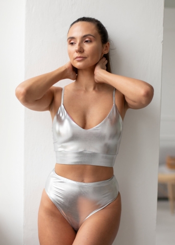 Srebrny zestaw pole dance | Top na pole dance | Sklep internetowy SeeMe Shop