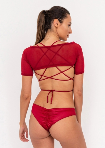 Czerwony komplet do exotic pole | Majtki bikini | Sklep internetowy SeeMe Shop