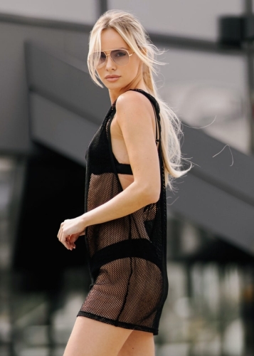 Czarna, siateczkowa sukienka oversize | Strój exotic pole dance | Sklep internetowy SeeMe Shop