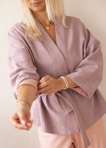 Wrzosowe, lniane kimono | Sklep internetowy SeeMe Shop