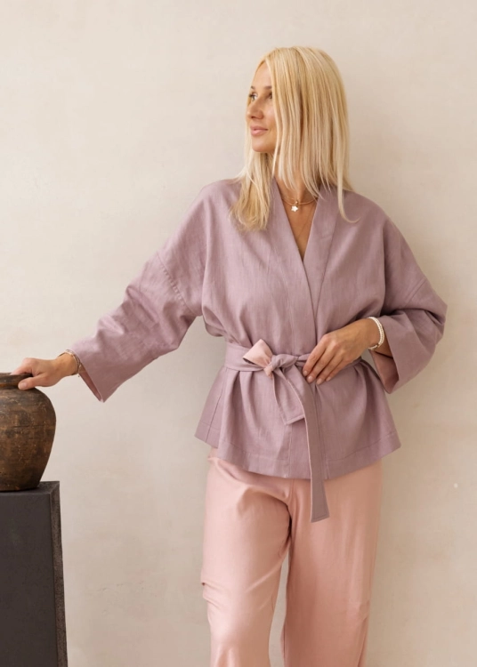Wrzosowe, lniane kimono | Sklep internetowy SeeMe Shop