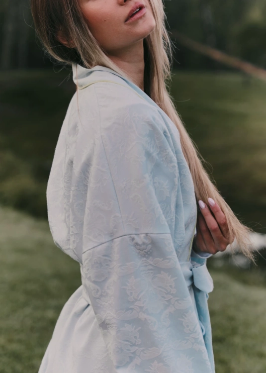 Długie kimono z żakardowej bawełny | Kimono | Sklep internetowy SeeMe Shop