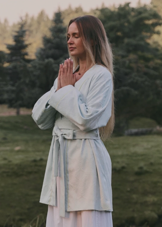 Długie kimono z żakardowej bawełny | Kimono | Sklep internetowy SeeMe Shop