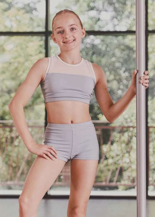Dziecięcy komplet do pole dance | Strój dziecięcy do aerial | Komplet stroju dla dzieci z siateczką | Sklep internetowy SeeMe Shop